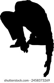 Silhouette of a man grabbing things.