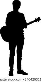 silhouette man with guitar vector