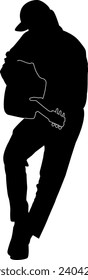 silhouette man with guitar vector