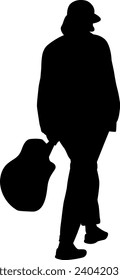 silhouette man with guitar vector