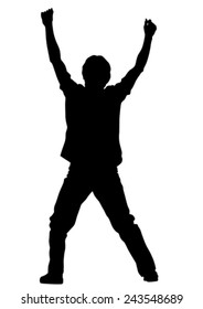 Silhouette of a man gymnast on a white background