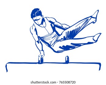 silhouette of man gymnastics