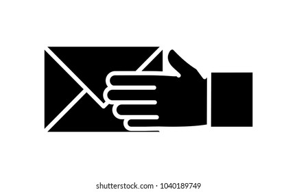silhouette man hand with letter text message