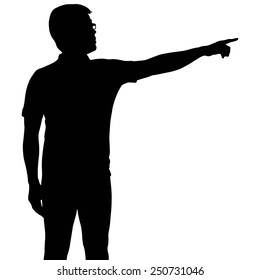 Silhouette man with hand pointing
