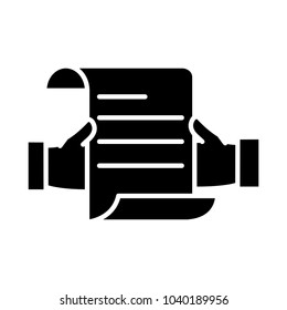 silhouette man hands with business document information