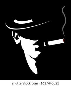 silhouette of man with hat and cigar Chicago gangster mafia