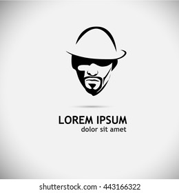 Silhouette of a man in a hat logo. Vector