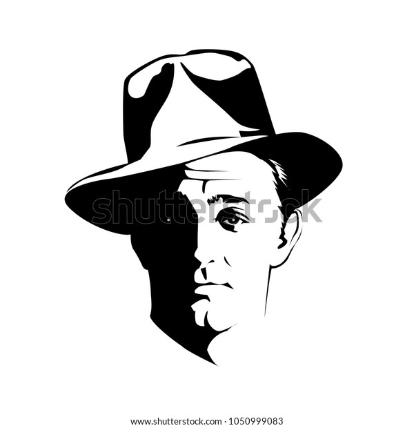Silhouette Man Hat Suit On White Stock Vector (Royalty Free) 1050999083 ...