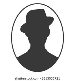Silhouette of a man in a hat. Vector illustration