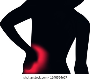 silhouette of a man having back born pain  