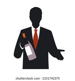 Silhouette of the man having a bottle
