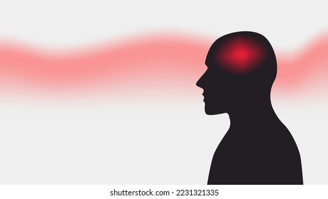 Silhouette of a man having a headache.