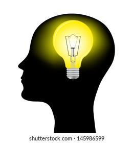 silhouette of a man with a head bulb 