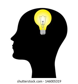 silhouette of a man with a head lamp