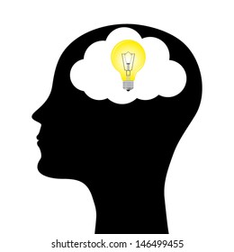 silhouette of a man with a head lamp 