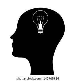 silhouette of a man with a head lamp. vector 