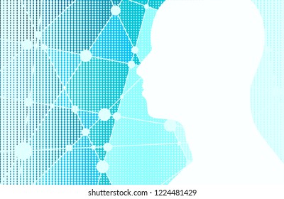 Silhouette of a man head. Mental health relative brochure or report design. Scientific medical background