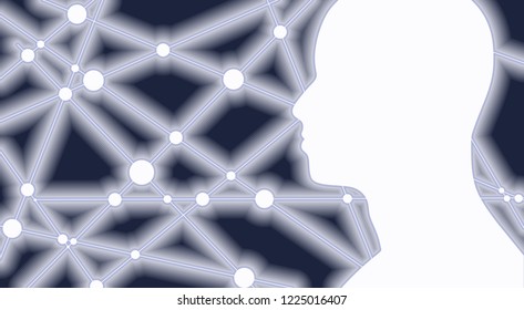 Silhouette of a man head. Mental health relative brochure or report design. Scientific medical background