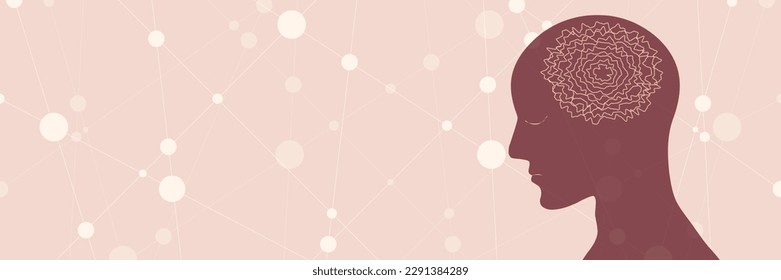 Silhouette of a man head. Mental health relative brochure, report or flyer design template, poster, banner. Scientific medical designs.
