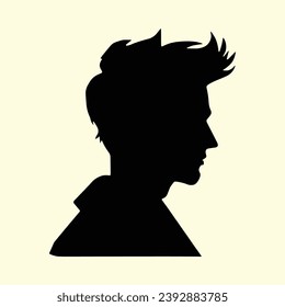 Silhouette of man head, side view, face in profile, vector isolated