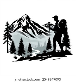 silhouette man hiking vector design. 