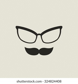 Silhouette of a man in the hipster style