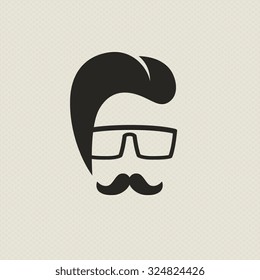 Silhouette of a man in the hipster style