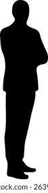 Silhouette of a man with his arms crossed in confidence