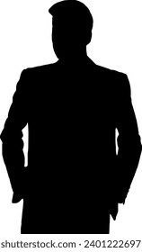 Silhouette of a man with his hands in his pockets.