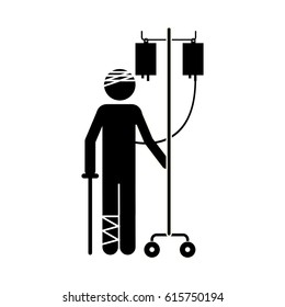 silhouette man with his leg broken, vector illustration design