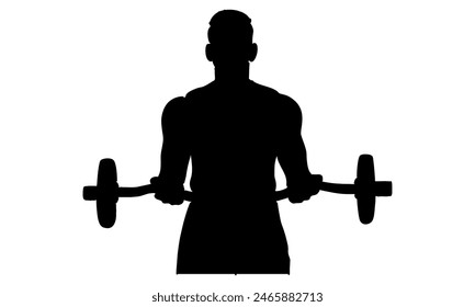 silhouette of man holding barbell vector illustration