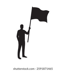 Silhouette of a Man Holding a Flag Graphic