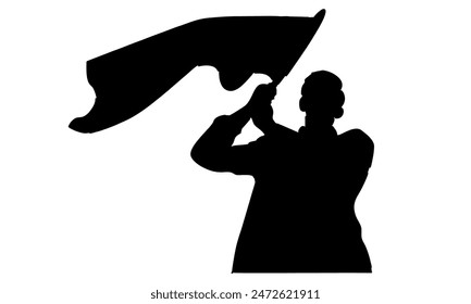 silhouette of a man holding a flag vector illustration