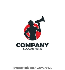 Silhouette of man holding megaphone logo design