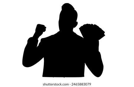 silhouette of man holding money in his hand