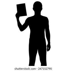 Silhouette man holding paper, vector format