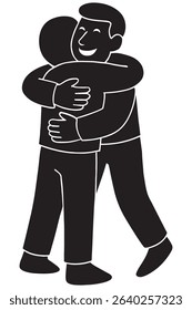 Silhouette of a man hugging a person in a warm celebratory gesture
