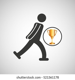 silhouette man ice skater athlete trophy vector illustration eps 10