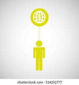 silhouette man icon global connection social media vector illustration eps 10