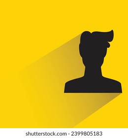 silhouette man icon with shadow on yellow background