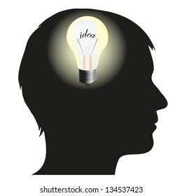 Silhouette of man with idea