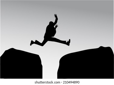 Silhouette of a man in a jump