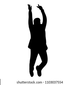 silhouette man jumping up