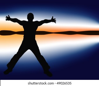 silhouette of a man jumping