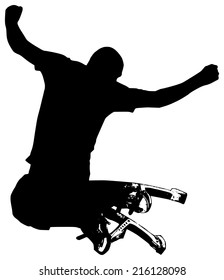 silhouette of man with jumping boots