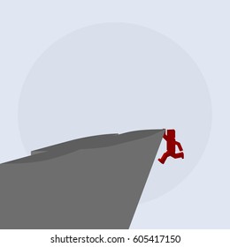 Silhouette of a man jumping from a mountain, taking risks.