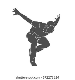 Silhouette man jumping outdoor parkour. Vector illustration.