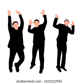  silhouette of man jumping, set