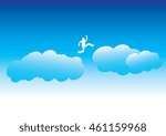 Silhouette man jumping in the sky above.vector