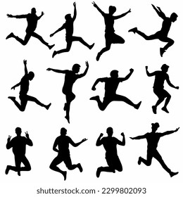 Silhouette of man jumping, vector